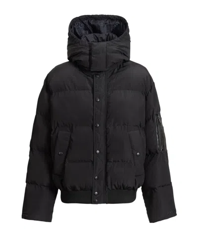 Balmain Padded Nylon And Leather Jacket In Black