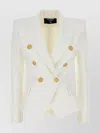 Balmain Double Breasted Wool Grain De Poudre Blazer