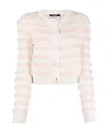 Balmain Padded-shoulders Striped Cardigan In White