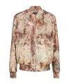 Balmain Painting-print Leather Bomber Jacket In Nude
