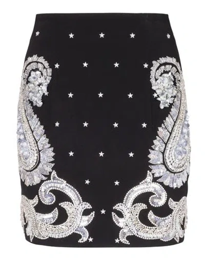 Balmain Paisley-embroidered Mini Skirt In Black