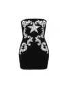 Balmain Paisley Embroidered Strapless Dress In Black