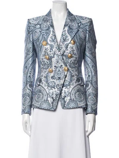 Pre-owned Balmain Paisley Print Blazer In Blue