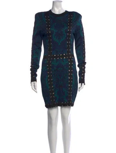 Pre-owned Balmain Paisley Print Mini Dress In Green