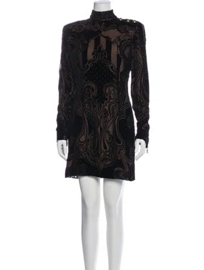Pre-owned Balmain Paisley Print Mini Dress In Multi