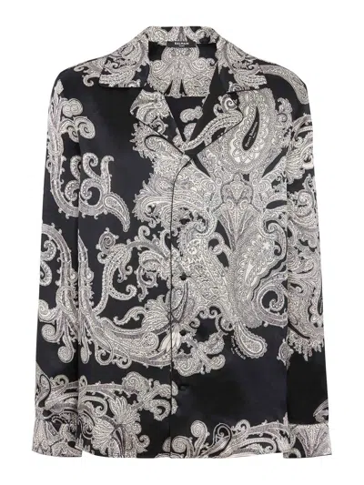 BALMAIN PAISLEY PRINTED SILK SHIRT