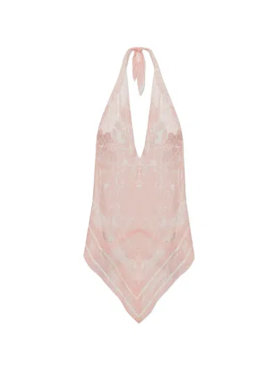 Balmain Paisley-print Top In Pink