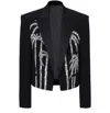 Balmain Palm Tree-print Blazer In Black