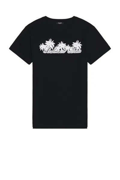 Balmain Palm-print Cotton T-shirt In Black