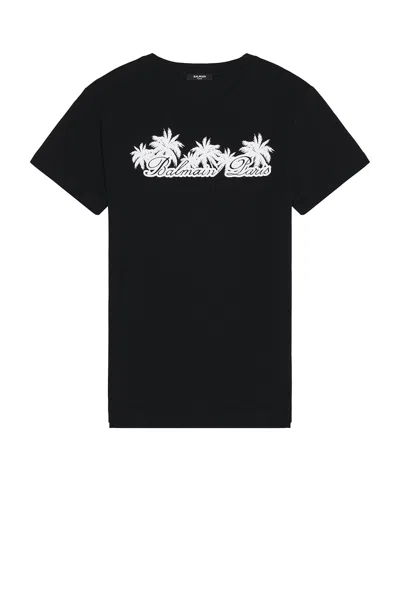 Balmain Palm-print Cotton T-shirt In Black White