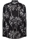 Balmain Palm Print Satin Shirt In Multi