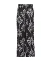 Balmain Palm Tree-print Satin Trousers In Black