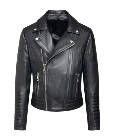Balmain Panelled Biker Jacket In Black