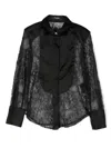 Balmain Panelled Chantilly-lace Shirt In Schwarz