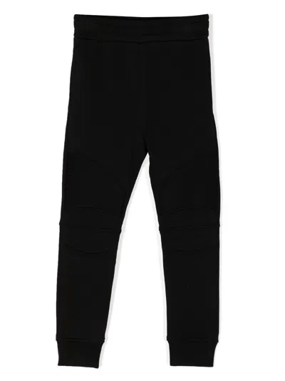 Balmain Kids' Panelled Cotton Tracksuit Bottoms In Black