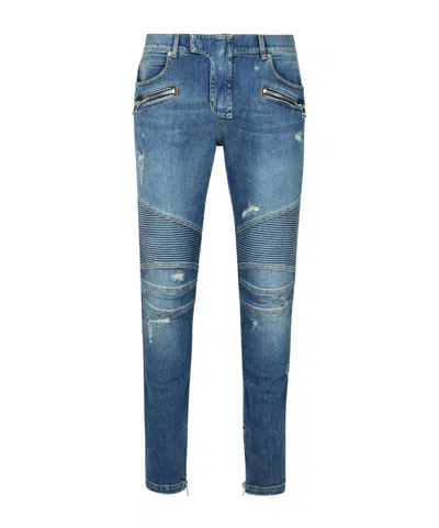 BALMAIN BALMAIN LOW RISE DISTRESSED JEANS