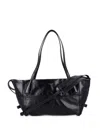 Balmain Black Leather Shopper Bag With Shoulder Strap In Black