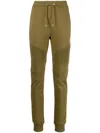 Balmain Flocked-logo Organic Cotton Track Trousers In Green
