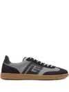 Balmain Low Top Sneakers Round Toe Suede Panels In Multi