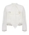 Balmain Pussy-bow Feather-trimmed Silk And Metallic Cotton-blend Tweed Jacket In White