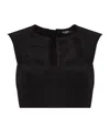 Balmain Panelled Wool Crop-top In Black