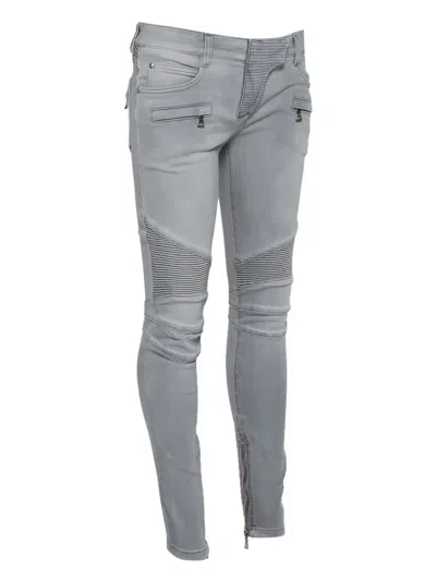 Pre-owned Balmain Panelled-design Jeans In Gray