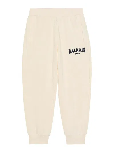 Balmain Kids' Cotton Sports Pants In Neutral
