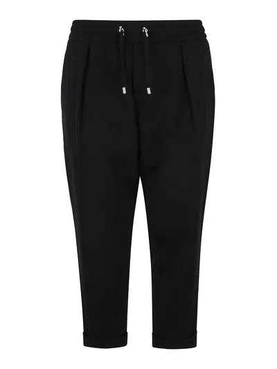 Balmain Wide Leg Trousers With Drawstrings In Black