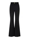 Balmain Flared Virgin-wool Trousers In Negro
