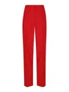 Balmain Straight Red Viscose Crepe Tailored Trousers In Red
