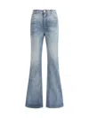 Balmain Flared Cotton Jeans Distressed Finish In Blue