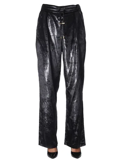 Balmain Metallic Effect Flared Trousers In Black