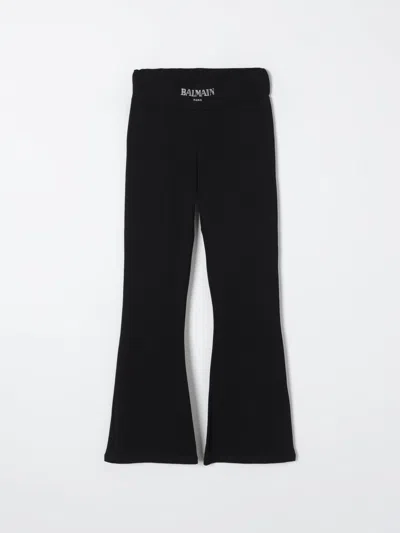 Balmain Cotton Jersey Flared Leggings In Schwarz