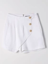 Balmain Asymmetric Draped-panel Shorts In White