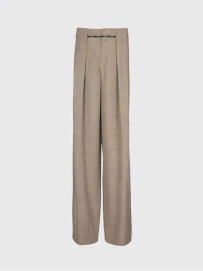 Balmain Men's Taupe Cupro Pleated Pants In Gray