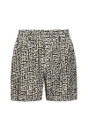 Balmain Monogrammed Elastic Waistband Shorts With Side Pockets In Black