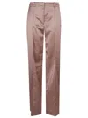 Balmain Tailored Silk Straight Pants In Pink