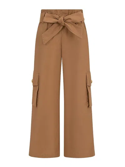 Balmain Kids' Pants With Bow In Brown