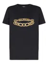 Balmain Crew Neck Graphic Print Short Sleeves In Black