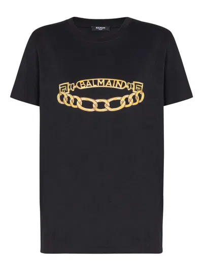 BALMAIN BALMAIN PARIS T SHIRT IN COTONE BIOLOGICO