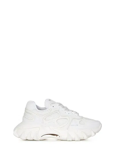 Balmain B-east Sneakers In White Leather And Mesh