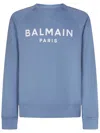 Balmain Logo-print Organic-cotton Sweatshirt In Blue