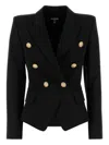 Balmain Double Breast Blazer Jacket With Logo Buttons Blazer And Suits Black In Black