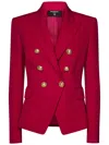 Balmain Classic Red Virgin Wool Double-breasted Blazer In Fuchsia