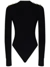 Balmain Lion-buttons Open-back Bodysuit In Black