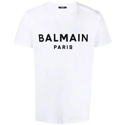 Pre-owned Balmain Paris Bold Branded Logo White T-shirt