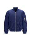 Balmain Logo-embroidered Recycled Polyamide Bomber Jacket In Blue
