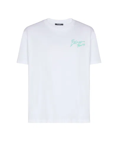 Balmain Brush Logo-print T-shirt In White