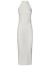Balmain Monogram Halter Neck Knit Midi Dress In White