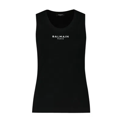 Balmain Paris Emb Jersey Tank Top -  - Cotton - Black